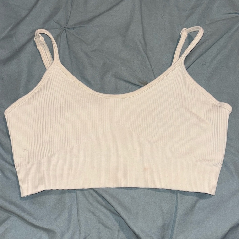 White cropped top/sports bra, medium